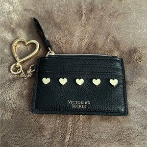Victoria's Secret Black Card Holder with Gold Heart Accents